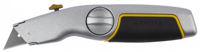 Нож малярный 25 мм выдвижное лезвие, металлическая направляющая, металлический обрезиненный корпус STAYER